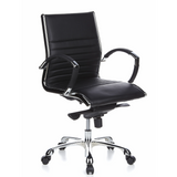 Poltrona professionale PARMA 10 nera con cuciture trasversali e base lucida a cinque ruote di hjh OFFICE – vista a 360° (vista frontale a tre quarti 40°)