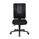 Sedia da ufficio professionale HJH WORK BASIC nera con schienale in rete e base a cinque ruote di Topstar – vista a 360° (vista frontale 0°)