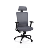 Sedia da ufficio professionale CAPTIVO grigia con schienale in rete, poggiatesta e base a cinque ruote di hjh OFFICE – vista a 360° (vista frontale 20°)