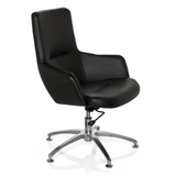 Poltrona Lounge SHAKE 300 nera con imbottitura e base a stella lucida di hjh OFFICE – vista a 360° (vista frontale a tre quarti 60°)