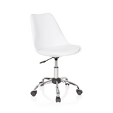 Sedia Home Office FANCY PRO bianca con base a stella e cinque rotelle di hjh OFFICE – vista a 360° (vista frontale a tre quarti 40°)