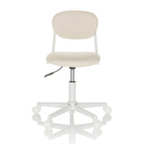 Sedia girevole per bambini KIDDY BASE I beige con imbottitura e base bianca a cinque ruote di hjh OFFICE – vista a 360° (vista frontale 0°)