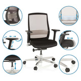High-end Sedia da ufficio FOUNTAINE in nero con braccioli regolabili e pistone a gas di hjh OFFICE