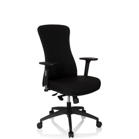 Schwarzer Profi-Bürostuhl OFFICE XT PRO mit Armlehnen und Rollenkreuz von hjh OFFICE