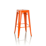Sgabello da bar VANTAGGIO HIGH arancione con quattro gambe e poggiapiedi integrati di hjh OFFICE – vista a 360° (profilo laterale 105°)