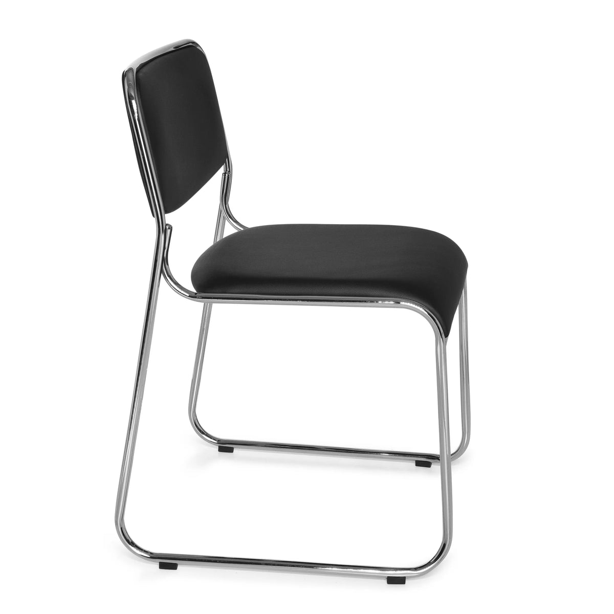 Sedia visitatore nera KOLTA con imbottitura e struttura in cromo di hjh OFFICE – vista a 360° (profilo laterale 80°)