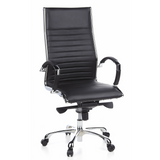 Poltrona professionale PARMA 20 nera con rivestimento in pelle trapuntata e base a cinque ruote di hjh OFFICE – vista a 360° (vista frontale 20°)