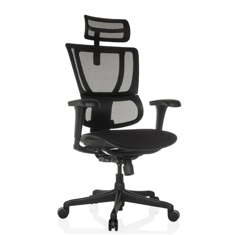 Luxus-Chefsessel ERGOHUMAN SLIM ECO F GEN2 mit schwarzem Netzbezug, Kopfstütze und Armlehnen von hjh OFFICE