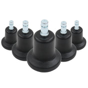 Fünf schwarze Stuhlgleiter 5 x STAND Nr. 10 mit silberfarbenen Gewindebolzen von hjh OFFICE