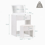 Disegno tecnico dello specchio da trucco Glamdesk con un'altezza di 75,5 cm e una profondità di 40 cm di hjh LIVING