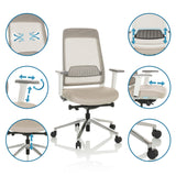 Funzioni regolabili della sedia da ufficio professionale CHIARO T2 WHITE in beige e grigio di hjh OFFICE
