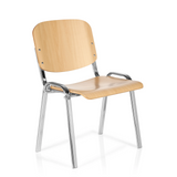 Sedia a quattro gambe XT 600 C H in faggio con struttura in cromo di hjh OFFICE – vista a 360° (vista frontale a tre quarti 40°)