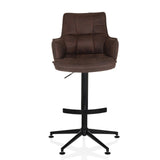 Sgabello da bar SOLAO LIFE HIGH marrone con imbottitura trapuntata e base a croce nera di hjh LIVING – vista a 360° (vista frontale 0°)