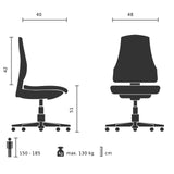 Disegno tecnico della Sedia imbottita TARVISO PU con una portata massima di 130 kg di hjh OFFICE
