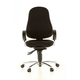 Sedia da ufficio professionale SITNESS 10 nera con braccioli e base a cinque ruote di Topstar – vista a 360° (vista frontale 0°)