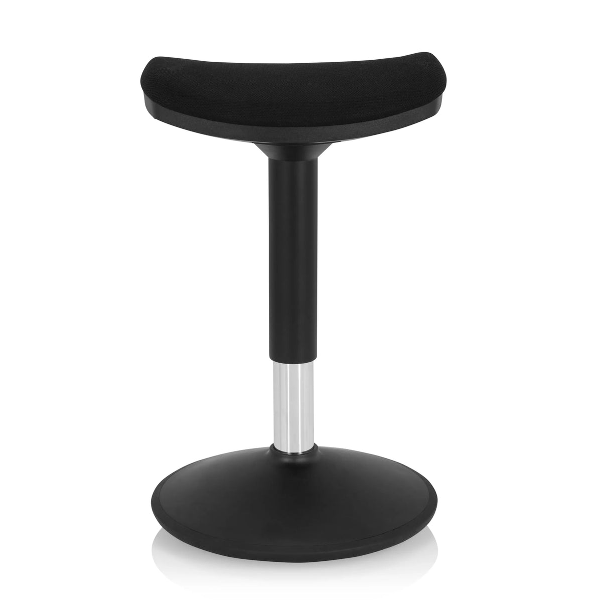 Ausilio per la posizione eretta BALANCE SIT I B nero con seduta curva e base rotonda di hjh OFFICE – vista a 360° (vista frontale 0°)