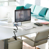 Supporto per cellulare e tablet FLEXMOBI nero con collo di cigno flessibile e morsetto da tavolo di hjh OFFICE