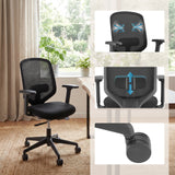 Sedia da ufficio professionale Delvia in nero con schienale in mesh e braccioli regolabili di hjh OFFICE
