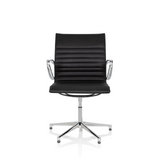 Sedia visitatore nera PARIBA V IV con imbottitura trapuntata e base a cinque ruote di hjh OFFICE – vista a 360° (vista frontale 0°)