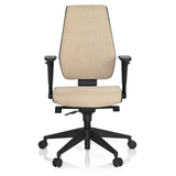 Sedia da ufficio professionale PRO-TEC 500 beige con braccioli e base nera a cinque ruote di hjh OFFICE – vista a 360° (vista frontale 0°)