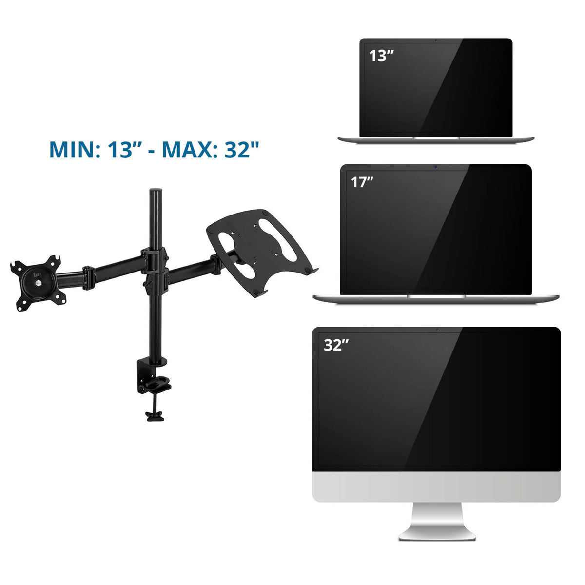 Supporto per monitor VM-MH2 in nero per schermi da 13 a 32 pollici di hjh OFFICE
