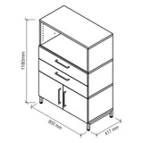 Disegno tecnico dell'armadio FlexWall con dimensioni 1180 × 800 mm di hjh OFFICE PRO