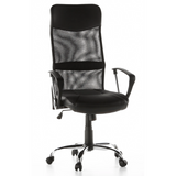 Poltrona Home Office ARTON 20 nera con schienale in rete e base a cinque ruote di hjh OFFICE – vista a 360° (vista frontale 20°)