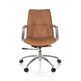 Sedia Home Office SARANTO II color cammello con trapuntatura e base a cinque ruote di hjh OFFICE – vista a 360° (vista frontale 0°)