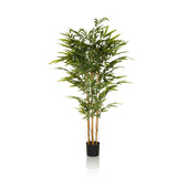 Grüne Kunstpflanze BAMBUS II in Form eines Bambus mit schwarzem Pflanztopf von hjh OFFICE – 360-Grad-Ansicht (Seitenprofil 90°)