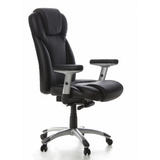 Poltrona professionale EMBASSY 200 nera con braccioli e base a cinque ruote di hjh OFFICE – vista a 360° (vista frontale a tre quarti 60°)