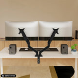 Supporto per monitor doppio Ergomount GF2 in nero per due schermi di hjh OFFICE (immagine generata dall’IA)