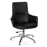 Poltrona Lounge SHAKE 300 nera con imbottitura e base a stella lucida di hjh OFFICE – vista a 360° (vista frontale 20°)