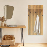 Appendiabiti da parete LINNO SPACE in rovere con ganci neri e ripiano di hjh LIVING (immagine generata dall’IA)