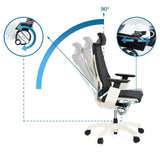 Schienale regolabile con posizione a 90° della High-end Sedia da ufficio GENIDIA PRO WHITE di hjh OFFICE