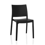 Sedia da esterno nera T37 V con semplice schienale e quattro gambe di hjh LIVING – vista a 360° (vista frontale 15°)
