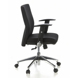 Sedia da ufficio professionale LAGUNA PRO nera con braccioli e base a cinque ruote di hjh OFFICE – vista a 360° (profilo laterale 80°)