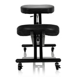 Sgabello per ginocchia ORTHONI nero con imbottiture e base su ruote di hjh OFFICE – vista a 360° (vista frontale 0°)