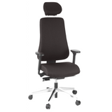 Sedia da ufficio professionale PRO-TEC 400 nera con poggiatesta, braccioli e base a cinque ruote di hjh OFFICE – vista a 360° (vista frontale 20°)