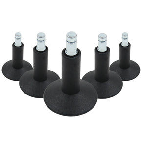 Cinque Piedini per sedie neri 5 x STAND Nr. 12 con perno filettato metallico per tutti i pavimenti di hjh OFFICE