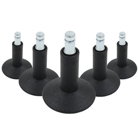Cinque Piedini per sedie neri 5 x STAND Nr. 12 con perno filettato metallico per tutti i pavimenti di hjh OFFICE