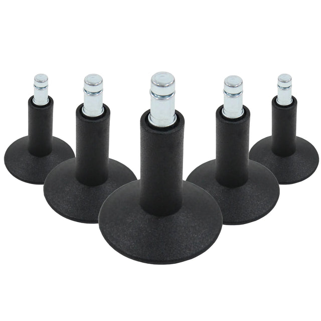 Cinque Piedini per sedie neri 5 x STAND Nr. 12 con perno filettato metallico per tutti i pavimenti di hjh OFFICE