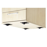 Parte inferiore con quattro ruote della Cassettiera con rotelle SIGNA TC20 effetto rovere di hjh OFFICE PRO