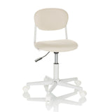 Sedia girevole per bambini KIDDY BASE I beige con imbottitura e base bianca a cinque ruote di hjh OFFICE – vista a 360° (vista frontale 15°)