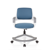 Sedia girevole per bambini KID FLEX blu grigio con braccioli e base a cinque ruote di hjh OFFICE – vista a 360° (vista frontale 0°)