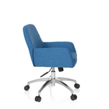 Sedia Home Office SHAKE 400 blu con braccioli e base a cinque ruote di hjh OFFICE – vista a 360° (profilo laterale 80°)