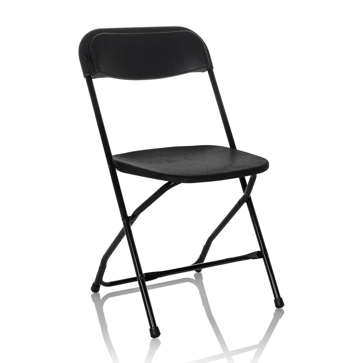 Sedia da esterno nera TUDELA XXL B con semplice schienale e struttura in metallo di hjh OFFICE – vista a 360° (vista frontale a tre quarti 30°)