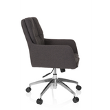 Sedia Home Office SHAKE 350 grigio scuro con motivo trapuntato e base a cinque ruote di hjh OFFICE – vista a 360° (profilo laterale 80°)