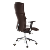 Poltrona di lusso MURANO 20 marrone scuro con braccioli e base a cinque ruote di hjh OFFICE – vista a 360° (vista posteriore a tre quarti 120°)