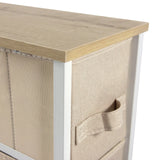 Cassetto in tessuto beige con maniglia e piano in legno della Cassettiera FOLDRESS S di hjh LIVING