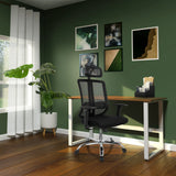 Sedia Home Office ZH 200 nera con schienale in rete e poggiatesta di hjh OFFICE